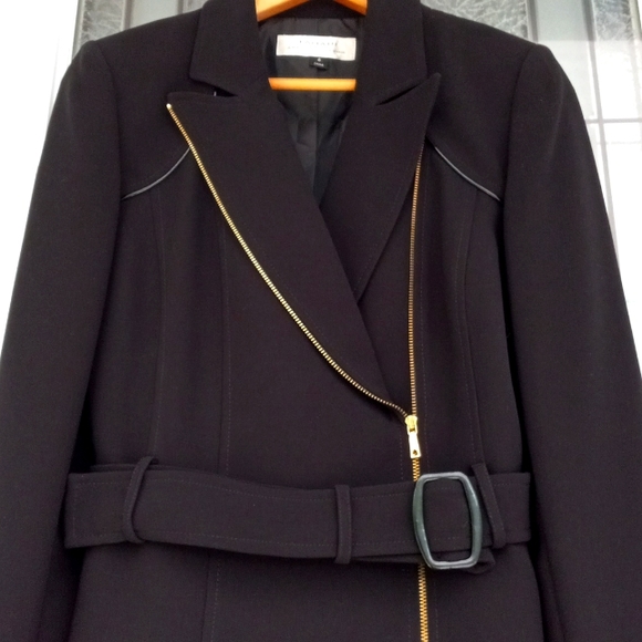 Tahari ASL Arthur S. Levine FullyLined Belt GoldZipper Black BlazerJacket Size 6 - Picture 4 of 11